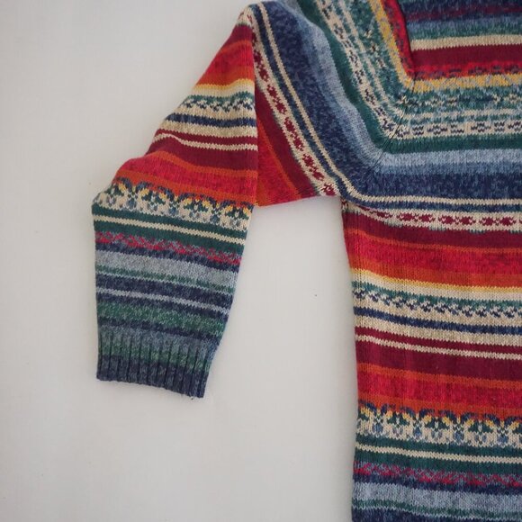 Vintage Tiara Blue Stripe Zip Front Knit Cardigan Cabincore Eclectic Grandpa M - Picture 8 of 9